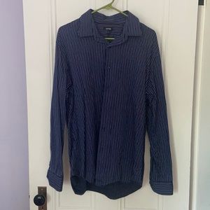 Men’s dark blue, stripped, button up